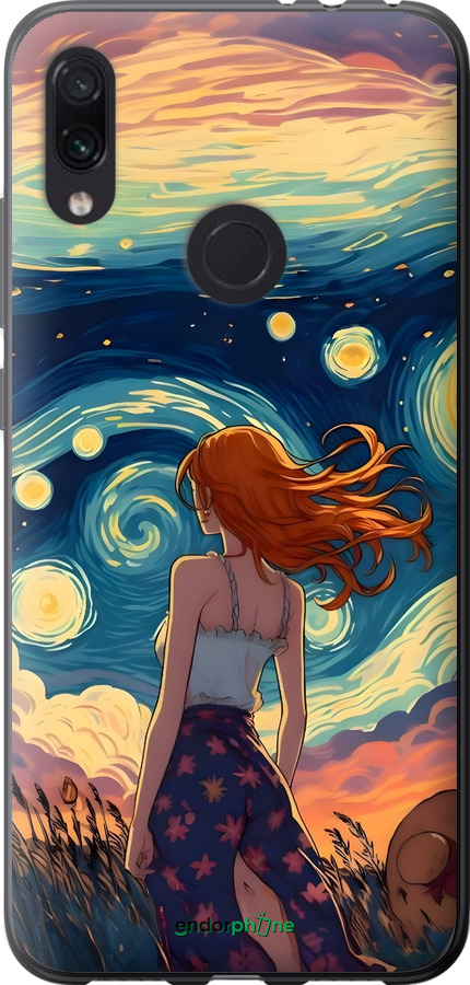 Силиконовый чехол Девушка Арт для Xiaomi Redmi Note 7 - 6325u-1639 изображение 