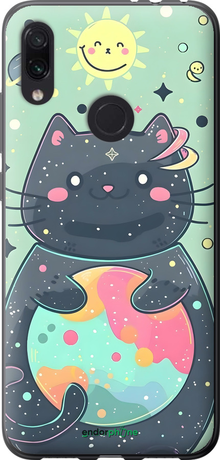 Силиконовый чехол Милый котик для Xiaomi Redmi Note 7 - 6364u-1639 изображение 