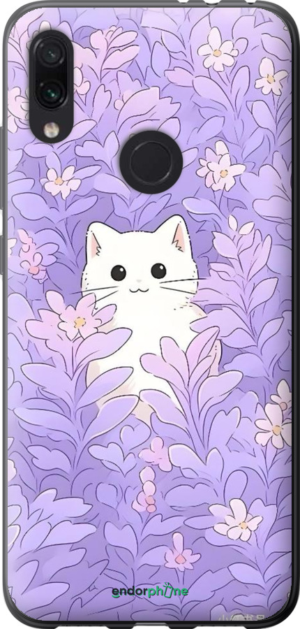 Силіконовий чехол Котик в цветах для Xiaomi Redmi Note 7 - 6390u-1639 изображение 
