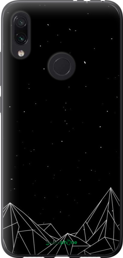 Силиконовый чехол Черно белые абстрактные горы для Xiaomi Redmi Note 7 - 6437u-1639 изображение 