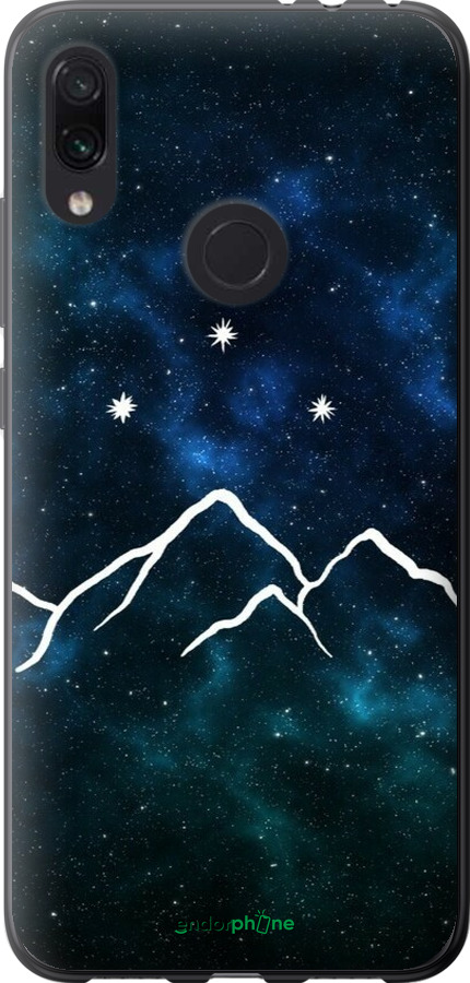 Силиконовый чехол Горы и звезды нарисованы на фоне галактики для Xiaomi Redmi Note 7 - 6490u-1639 изображение 