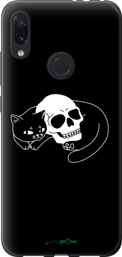 Силиконовый чехол С изображением кота и черепа для Xiaomi Redmi Note 7 - 6491u-1639 изображение 
