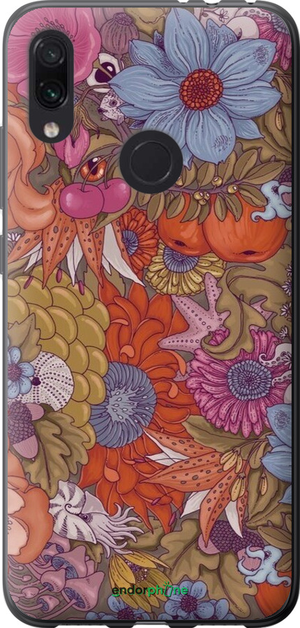 Силиконовый чехол Абстрактные цветы для Xiaomi Redmi Note 7 - 6526u-1639 изображение 
