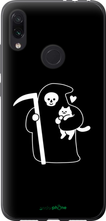 Силиконовый чехол Минималистичный арт: смерть и кошка для Xiaomi Redmi Note 7 - 6529u-1639 изображение 