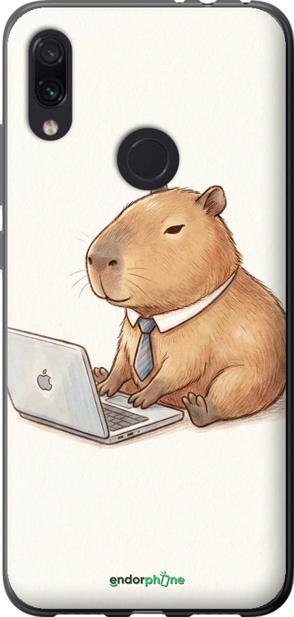 Силиконовый чехол Funny Capybara CEO Working для Xiaomi Redmi Note 7 - 6777u-1639 изображение 