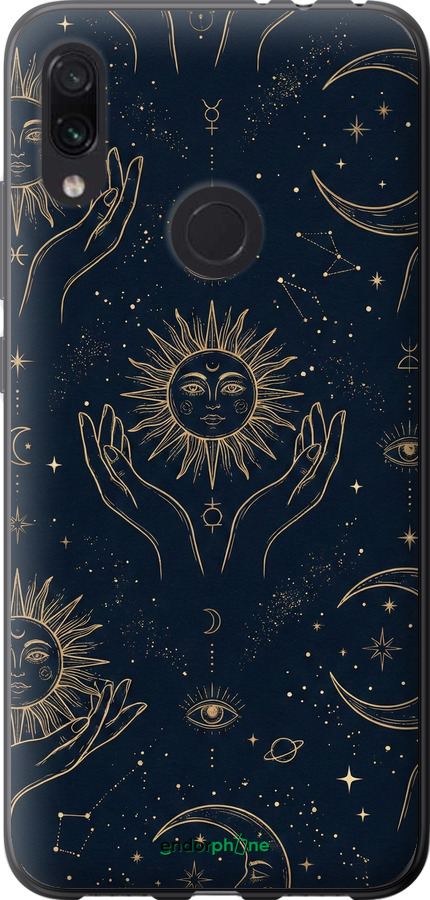 Силиконовый чехол Celestial Harmony: Sun & Moon Gold Mystic Pattern для Xiaomi Redmi Note 7 - 6778u-1639 изображение 