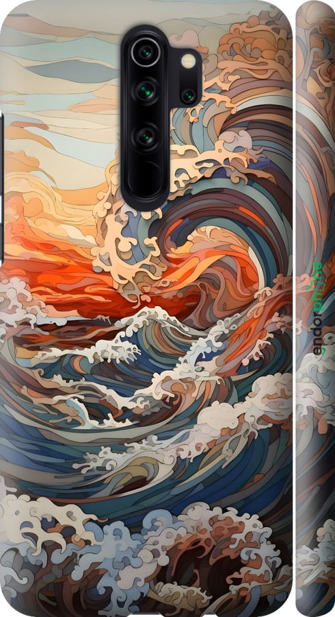 3D пластиковий матовий чехол Арт хвилі для Xiaomi Redmi Note 8 Pro - 6324m-1783 изображение 