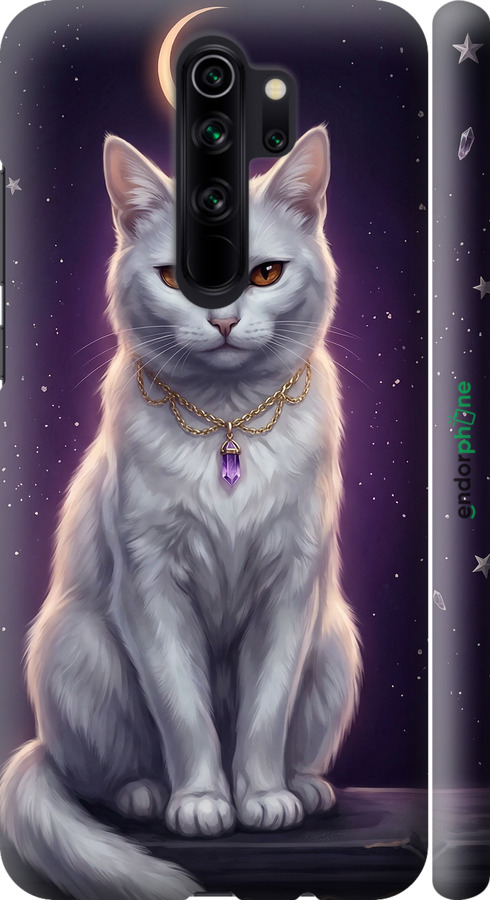 3D пластиковий матовий чехол Mystic White Cat Gothic Dark Purple Gold для Xiaomi Redmi Note 8 Pro - 6805m-1783 изображение 