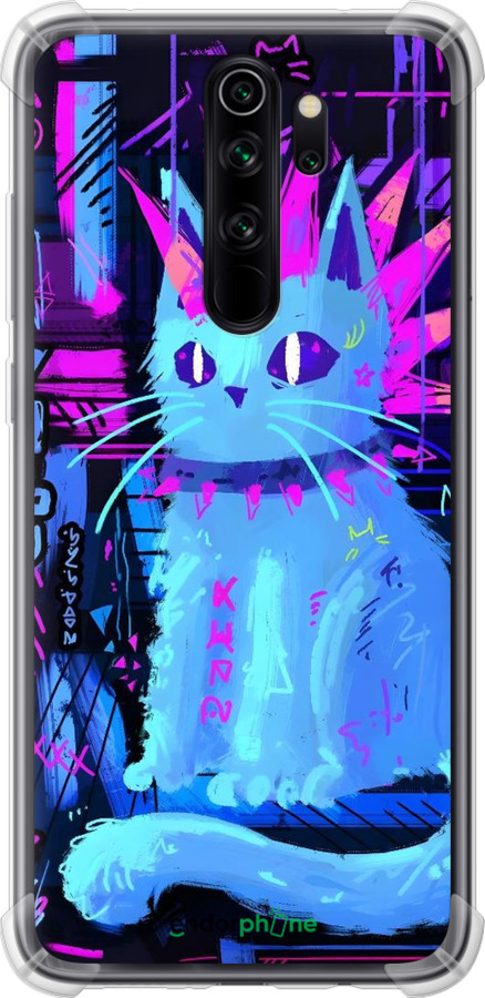 Силикон с усиленными углами чехол Кот панк для Xiaomi Redmi Note 8 Pro - 6311sp-1783 изображение 