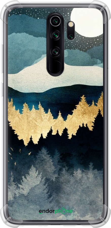 Силикон с усиленными углами чехол Ночной пейзаж с лесом и горами для Xiaomi Redmi Note 8 Pro - 6493sp-1783 изображение 