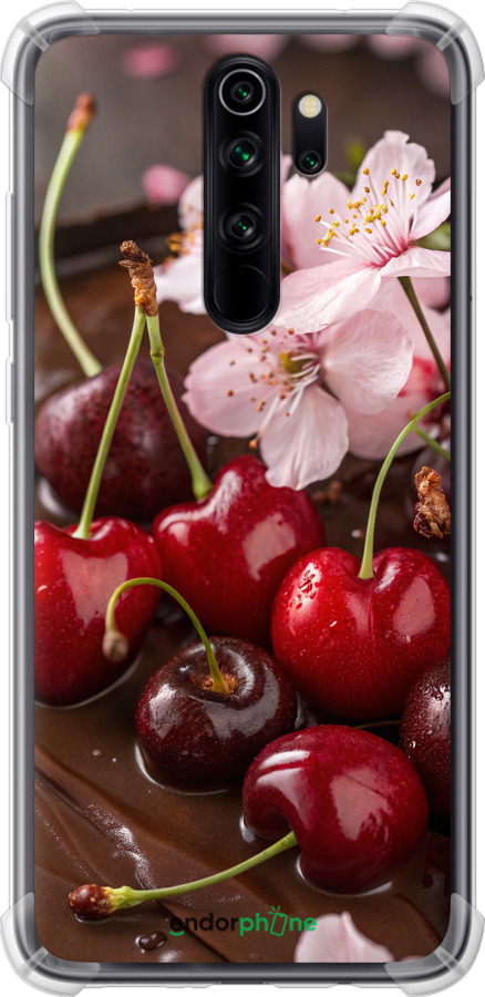 Силикон с усиленными углами чехол Вишня в шоколаде для Xiaomi Redmi Note 8 Pro - 6698sp-1783 изображение 