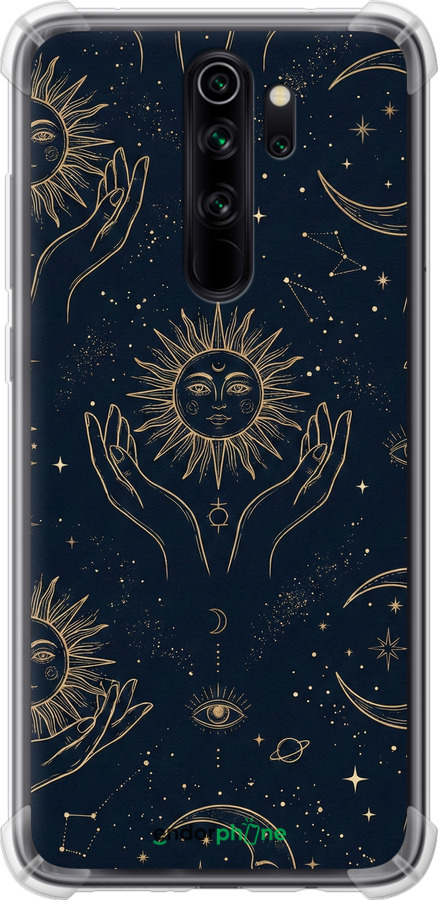 Силіконовий протиударний с посиленими кутами чехол Celestial Harmony: Sun & Moon Gold Mystic Pattern для Xiaomi Redmi Note 8 Pro - 6778sp-1783 изображение 
