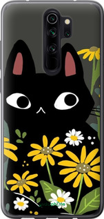 Силиконовый чехол Черный кот с цветами для Xiaomi Redmi Note 8 Pro - 6448u-1783 изображение 
