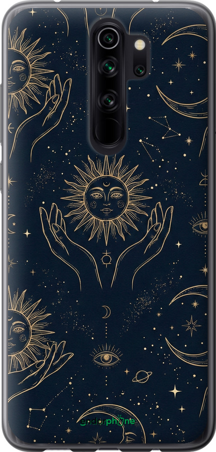 2D пластиковый чехол Celestial Harmony: Sun & Moon Gold Mystic Pattern для Xiaomi Redmi Note 8 Pro - 6778t-1783 изображение 
