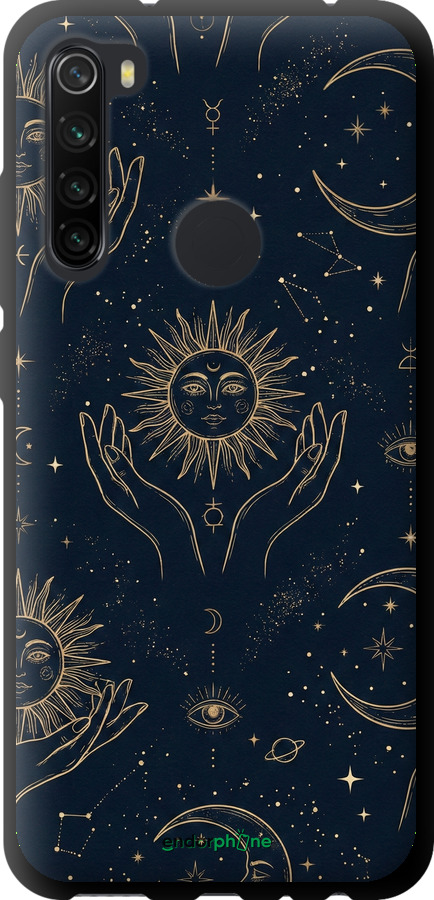 TPU чехол Celestial Harmony: Sun & Moon Gold Mystic Pattern для Xiaomi Redmi Note 8 - 6778b-1787 изображение 