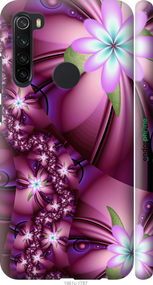 

3D пластиковий матовий чохол "Квіткова мозаїка" для Xiaomi Redmi Note 8, Рожевий