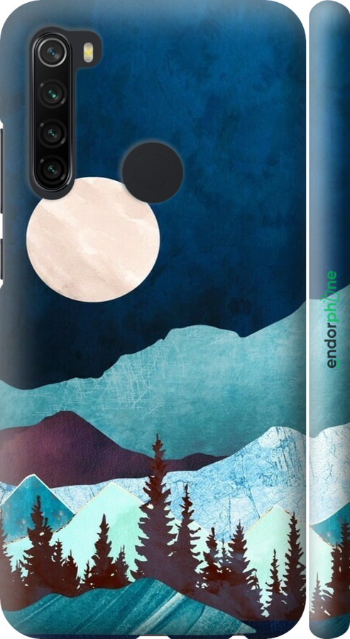 3D пластиковый матовый чехол Горная идиллия ночной пейзаж для Xiaomi Redmi Note 8 - 6488m-1787 изображение 