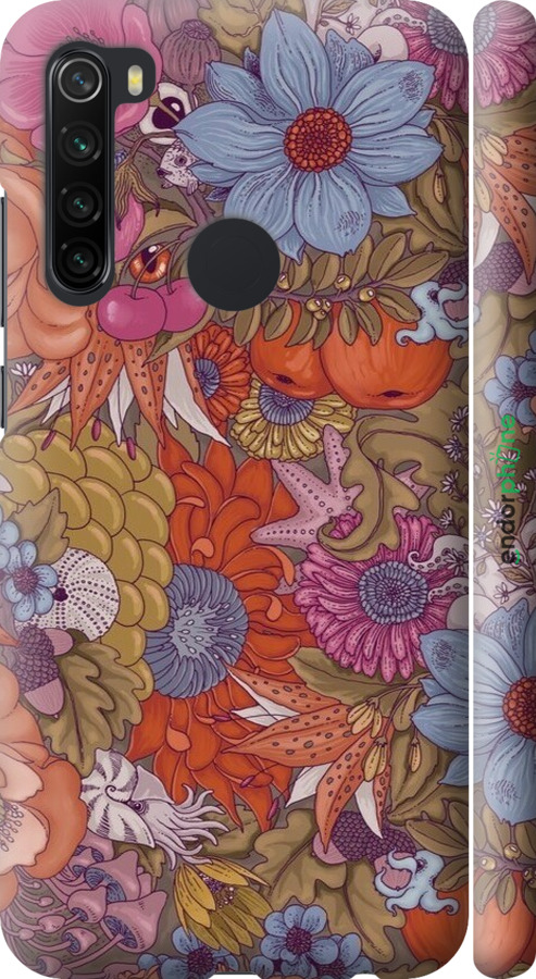 3D пластиковый матовый чехол Абстрактные цветы для Xiaomi Redmi Note 8 - 6526m-1787 изображение 
