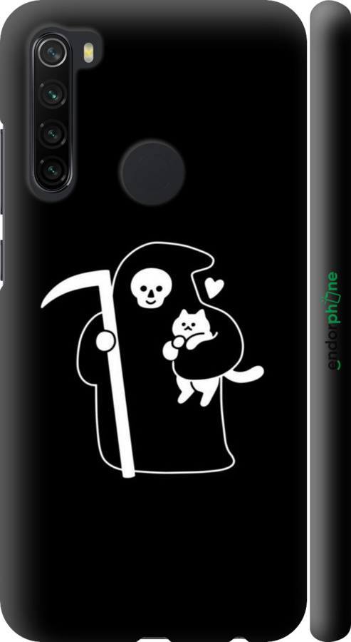 3D пластиковый матовый чехол Минималистичный арт: смерть и кошка для Xiaomi Redmi Note 8 - 6529m-1787 изображение 