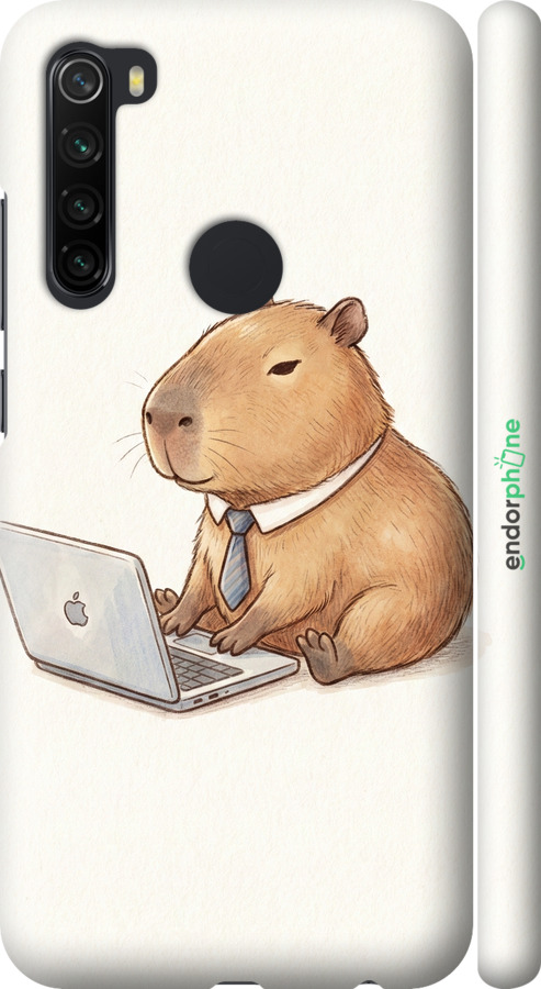 3D пластиковый матовый чехол Funny Capybara CEO Working для Xiaomi Redmi Note 8 - 6777m-1787 изображение 