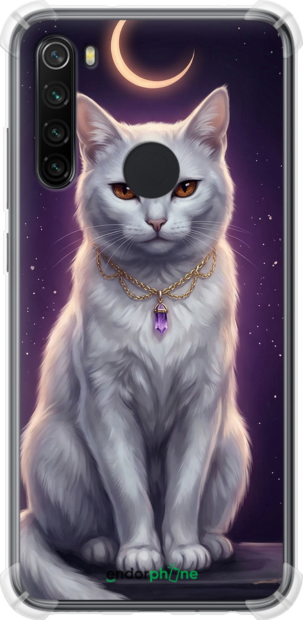 Силіконовий протиударний с посиленими кутами чехол Mystic White Cat Gothic Dark Purple Gold для Xiaomi Redmi Note 8 - 6805sp-1787 изображение 