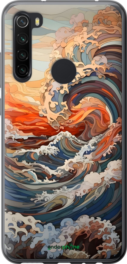 2D пластиковий чехол Арт хвилі для Xiaomi Redmi Note 8 - 6324t-1787 изображение 