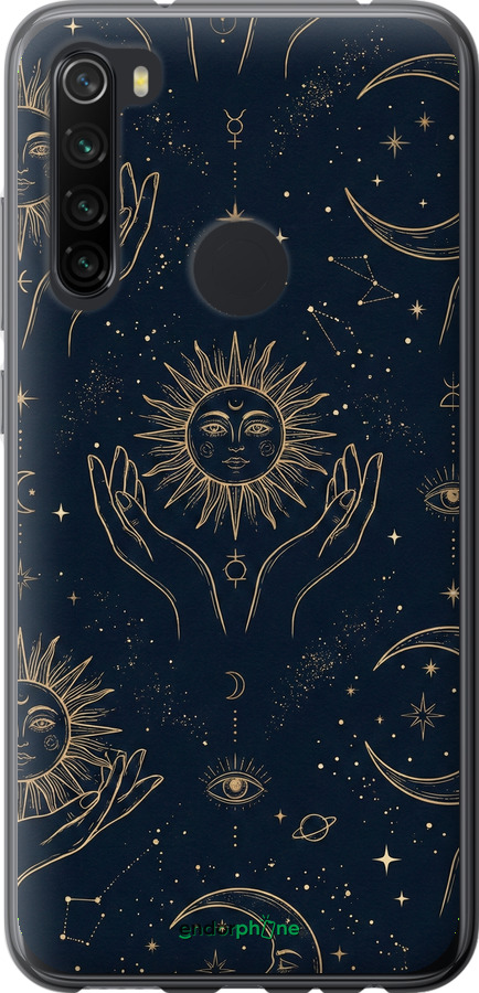 Силиконовый чехол Celestial Harmony: Sun & Moon Gold Mystic Pattern для Xiaomi Redmi Note 8 - 6778u-1787 изображение 