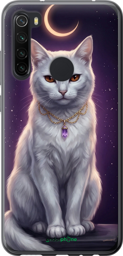 2D пластиковый чехол Mystic White Cat Gothic Dark Purple Gold для Xiaomi Redmi Note 8 - 6805t-1787 изображение 
