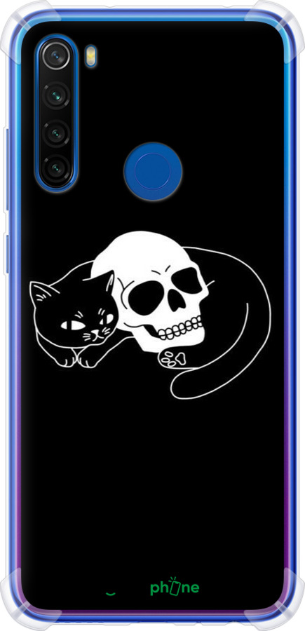 Силикон с усиленными углами чехол С изображением кота и черепа для Xiaomi Redmi Note 8T - 6491sp-1818 изображение 