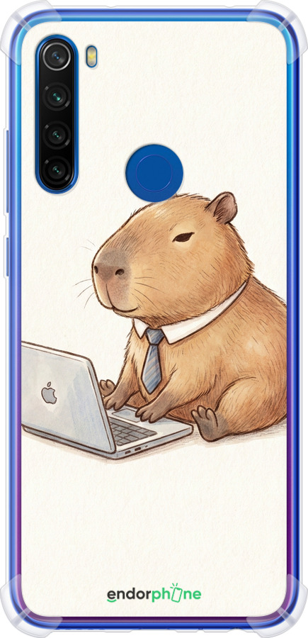 Силикон с усиленными углами чехол Funny Capybara CEO Working для Xiaomi Redmi Note 8T - 6777sp-1818 изображение 