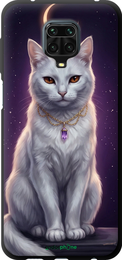 TPU чехол Mystic White Cat Gothic Dark Purple Gold для Xiaomi Redmi Note 9 Pro - 6805b-1911 изображение 