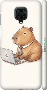 3D пластиковый матовый чехол Funny Capybara CEO Working для Xiaomi Redmi Note 9 Pro - 6777m-1911 изображение 