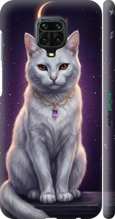 3D пластиковый матовый чехол Mystic White Cat Gothic Dark Purple Gold для Xiaomi Redmi Note 9 Pro - 6805m-1911 изображение 