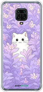 Силіконовий протиударний с посиленими кутами чехол Котик в цветах для Xiaomi Redmi Note 9 Pro - 6390sp-1911 изображение 