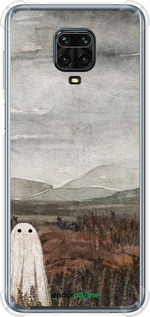 Силикон с усиленными углами чехол Одинокий призрак на фоне гор для Xiaomi Redmi Note 9S - 6486sp-2029 изображение 