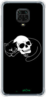 Силикон с усиленными углами чехол С изображением кота и черепа для Xiaomi Redmi Note 9 Pro - 6491sp-1911 изображение 