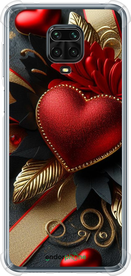 Силіконовий протиударний с посиленими кутами чехол Сердечки v2 для Xiaomi Redmi Note 9 Pro - 5832sp-1911 изображение 