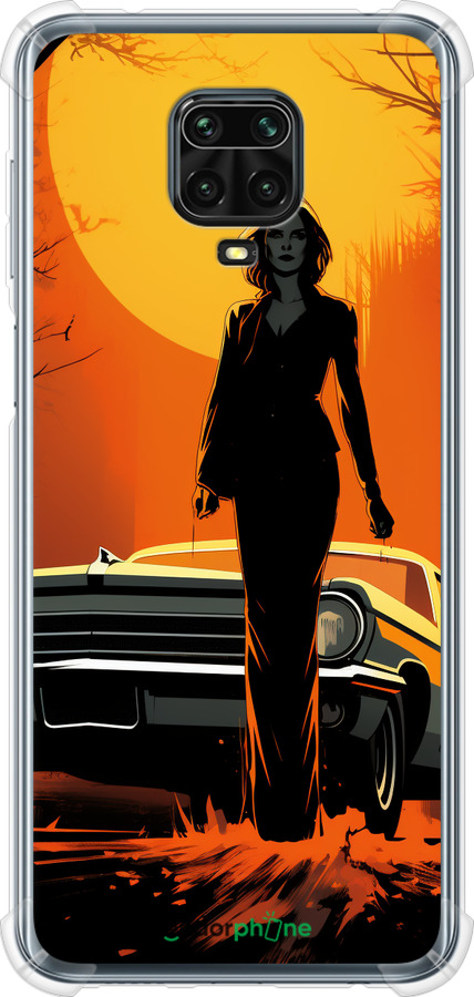Силикон с усиленными углами чехол Чехол для телефона Девушка возле автомобиля для Xiaomi Redmi Note 9S - 5946sp-2029 изображение 