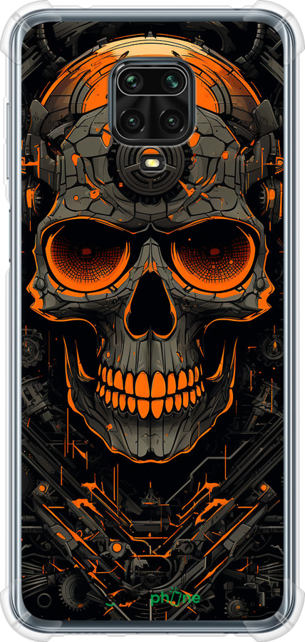 Силикон с усиленными углами чехол Череп для Xiaomi Redmi Note 9 Pro - 5952sp-1911 изображение 