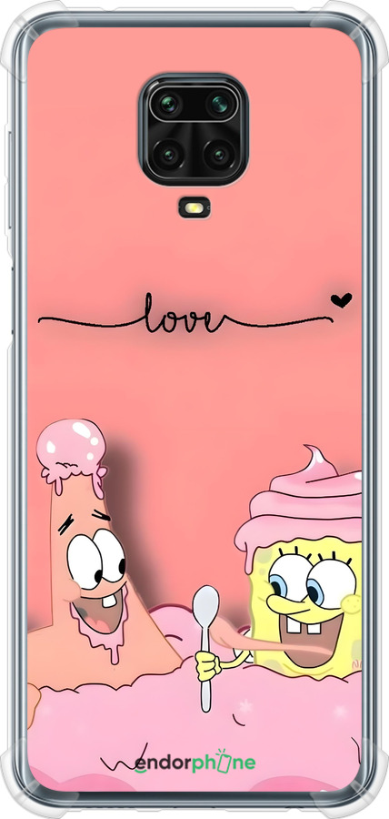 Силіконовий протиударний с посиленими кутами чехол Спанч Боб для Xiaomi Redmi Note 9S - 6282sp-2029 изображение 