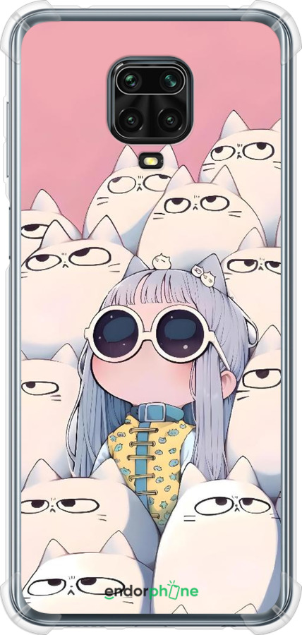 Силикон с усиленными углами чехол Малышка с котами для Xiaomi Redmi Note 9S - 6295sp-2029 изображение 