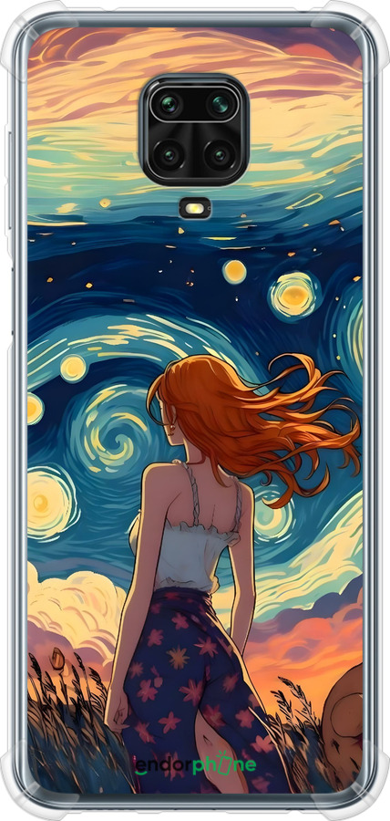 Силикон с усиленными углами чехол Девушка Арт для Xiaomi Redmi Note 9S - 6325sp-2029 изображение 