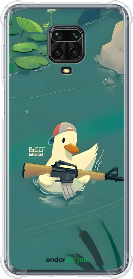 Силикон с усиленными углами чехол Уточка с автоматом для Xiaomi Redmi Note 9S - 6356sp-2029 изображение 