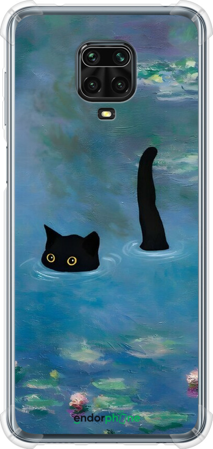 Силикон с усиленными углами чехол С изображением кота и водяной лилии Monet для Xiaomi Redmi Note 9S - 6519sp-2029 изображение 