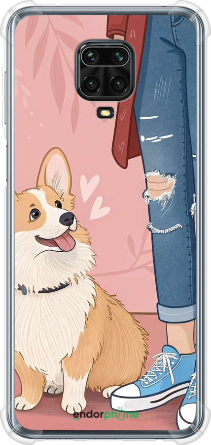 Силикон с усиленными углами чехол Корги 3 для Xiaomi Redmi Note 9S - 6707sp-2029 изображение 