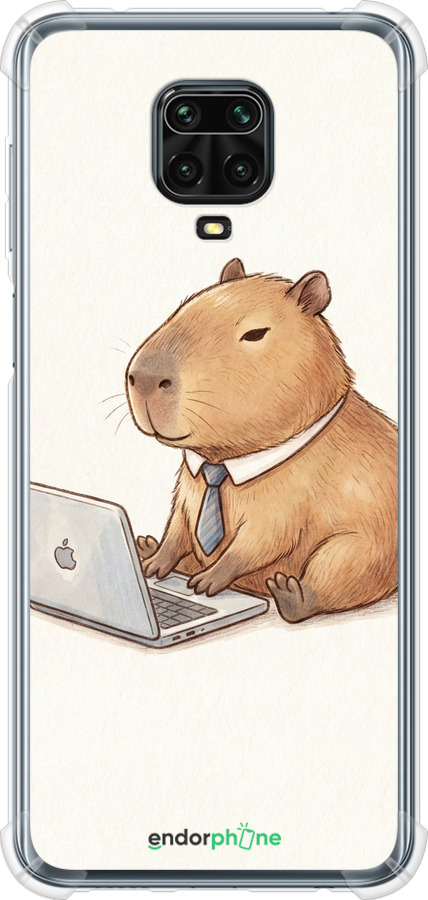 Силіконовий протиударний с посиленими кутами чехол Funny Capybara CEO Working для Xiaomi Redmi Note 9 Pro - 6777sp-1911 изображение 