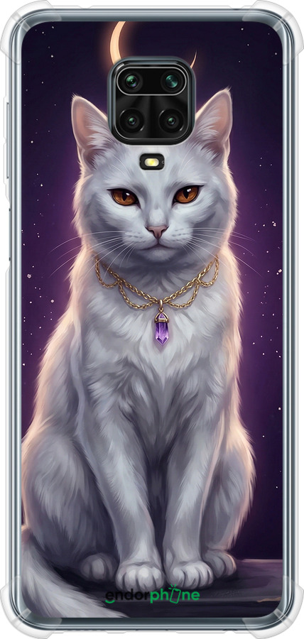Силикон с усиленными углами чехол Mystic White Cat Gothic Dark Purple Gold для Xiaomi Redmi Note 9 Pro - 6805sp-1911 изображение 