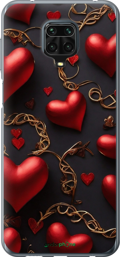 Силиконовый чехол Сердечки для Xiaomi Redmi Note 9S - 5831u-2029 изображение 