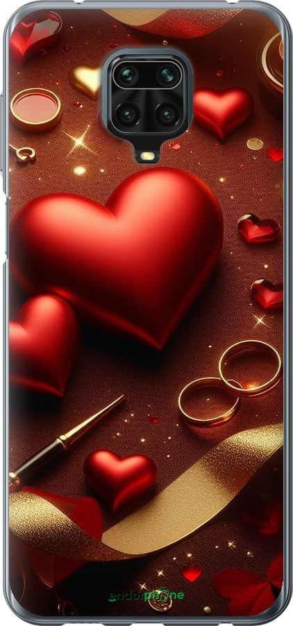 Силіконовий чехол Сердечки v3 для Xiaomi Redmi Note 9S - 5833u-2029 изображение 