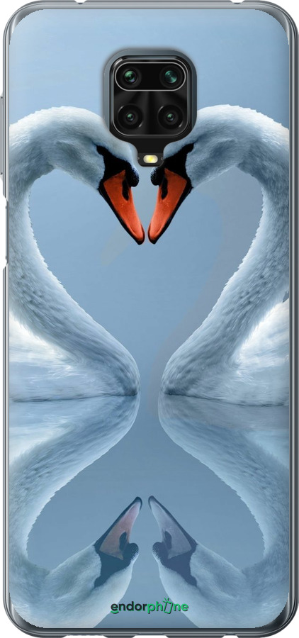 Силиконовый чехол Лебеди для Xiaomi Redmi Note 9 Pro - 6007u-1911 изображение 